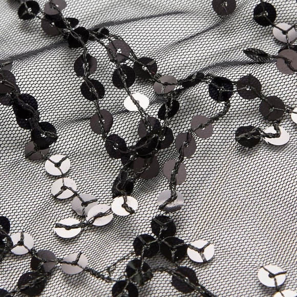 Black Sequin Fringe Backless Cami Slit Maxi Dress - Picture 7 of 8